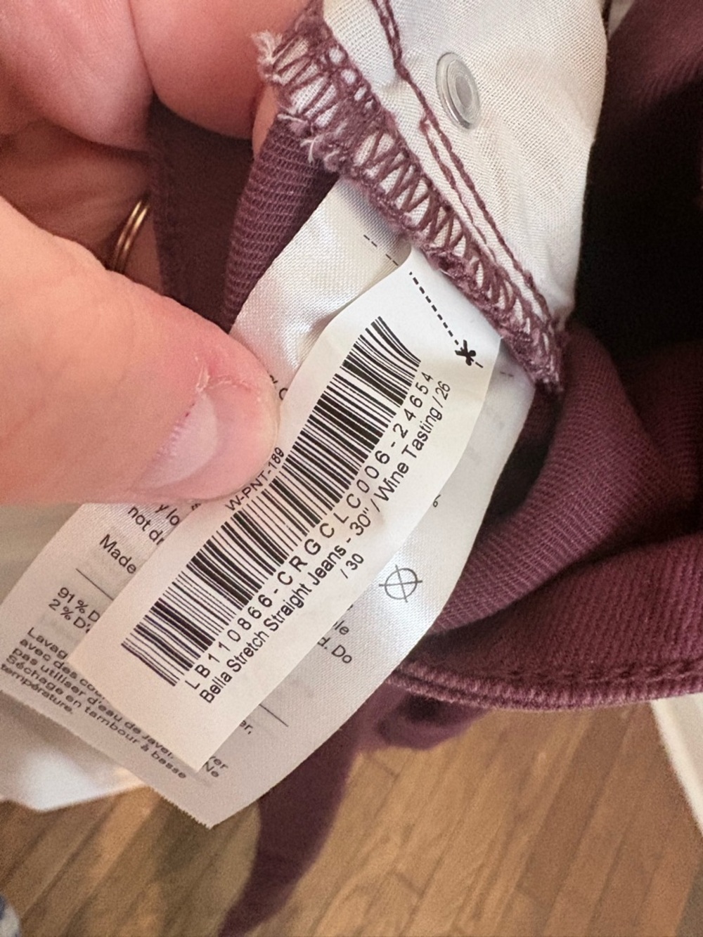 Quince Bella Stretch Straight Jeans Wine Red High Rise Size 26 30” Inseam - Picture 11 of 12